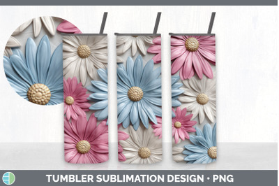 3D Daisy Flowers Tumbler | Sublimation 20 oz Skinny Tumbler Design