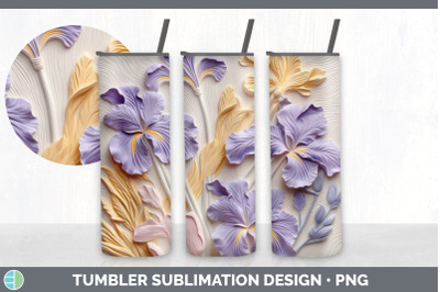 3D Iris Flowers Tumbler | Sublimation 20 oz Skinny Tumbler Design