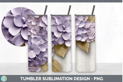 3D Lilac Flowers Tumbler | Sublimation 20 oz Skinny Tumbler Design