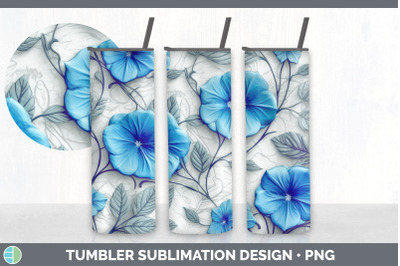 3D Morning Glory Flowers Tumbler | Sublimation 20 oz Skinny Tumbler De