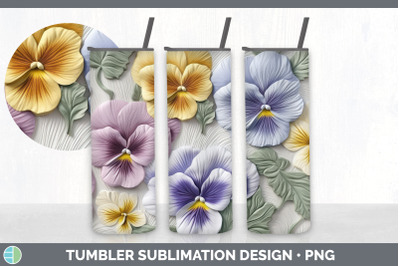 3D Pansy Flowers Tumbler | Sublimation 20 oz Skinny Tumbler Design