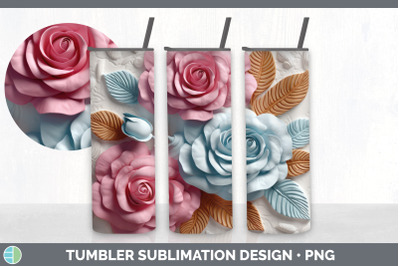 3D Rose Flowers Tumbler | Sublimation 20 oz Skinny Tumbler Design