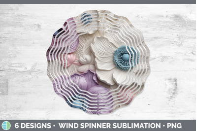 3D Anemone Flowers Wind Spinner | Sublimation Spinner Design