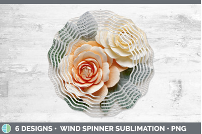 3D Camellia Flowers Wind Spinner | Sublimation Spinner Design