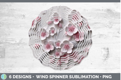 3D Cherry Blossom Flowers Wind Spinner | Sublimation Spinner Design