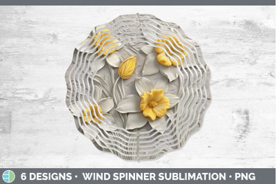 3D Daffodil Flowers Wind Spinner | Sublimation Spinner Design