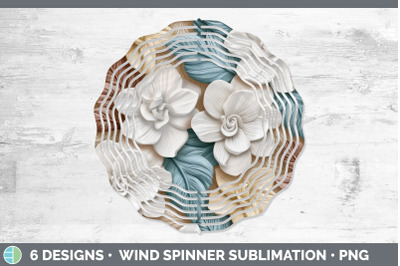 3D Gardenia Flowers Wind Spinner | Sublimation Spinner Design