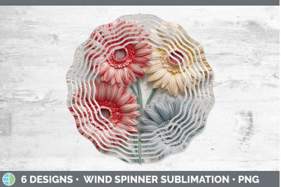 3D Gerbera Daisy Flowers Wind Spinner | Sublimation Spinner Design