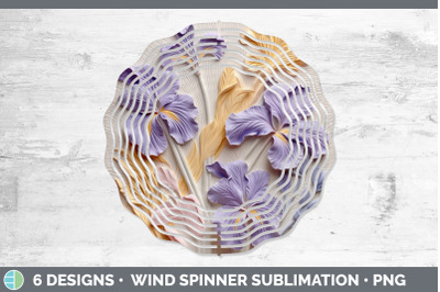 3D Iris Flowers Wind Spinner | Sublimation Spinner Design