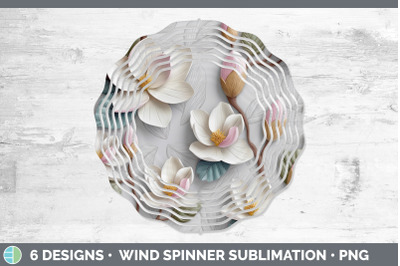 3D Magnolia Flowers Wind Spinner | Sublimation Spinner Design