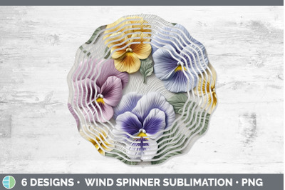 3D Pansy Flowers Wind Spinner | Sublimation Spinner Design