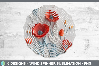 3D Poppy Flowers Wind Spinner | Sublimation Spinner Design