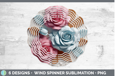 3D Rose Flowers Wind Spinner | Sublimation Spinner Design