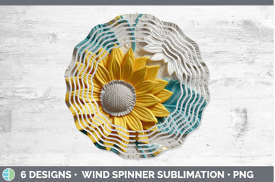 3D Sunflower Flowers Wind Spinner | Sublimation Spinner Design