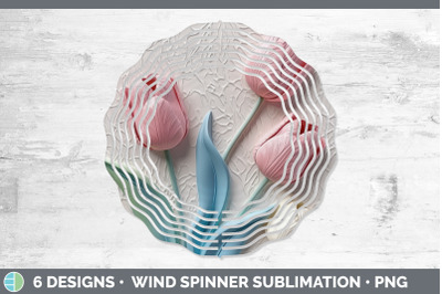 3D Tulip Flowers Wind Spinner | Sublimation Spinner Design