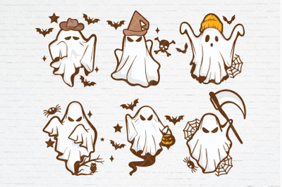 Retro Halloween Ghost Illustration