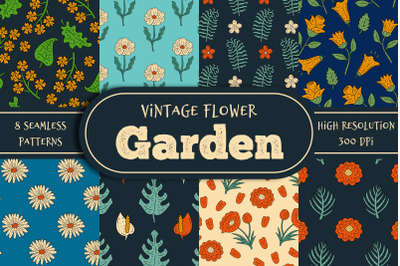 Vintage Flower Garden Seamless Patterns