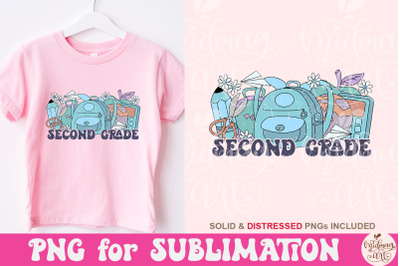 Retro Second Grade PNG, Back To School Sublimation