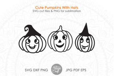 Cute pumpkins,  kawaii pumpkin,  SVG cut file,  PNG for sublimation