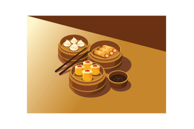 Dimsum Asian Food Illustration