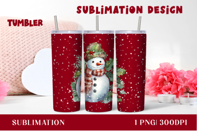 Watercolor snowman Christmas Tumbler sublimation