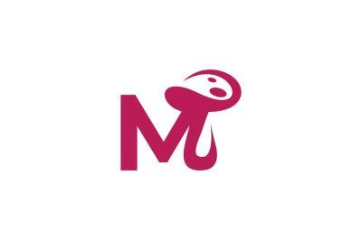 letter m mushroom vector template logo design