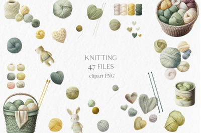 Knitting Watercolor Clipart PNG