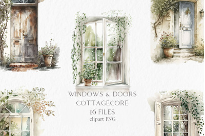 Windows and doors Watercolor Clipart PNG