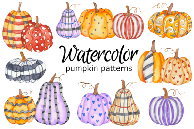 Pumpkin pattern watercolor clipart