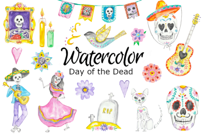 Day of the dead watercolor clipart
