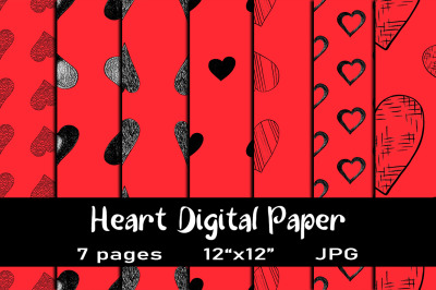 7 Heart Love Digital Papers