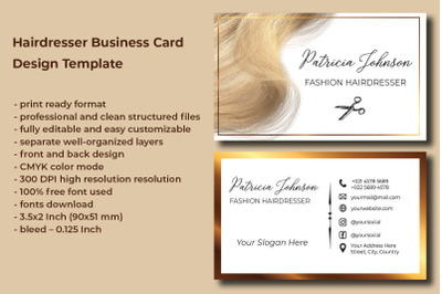 Fashion Hairdresser Business Card Design Template&nbsp;