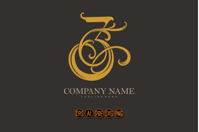 Delight elegant vintage gold number 3 monogram logo