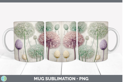 3D Allium Flowers Mug Wrap | Sublimation Coffee Cup Design