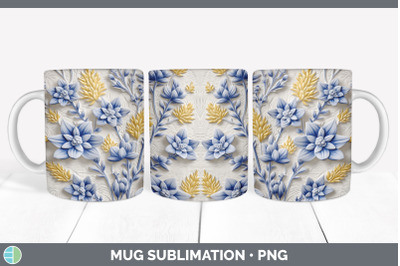 3D Bluebonnet Flowers Mug Wrap | Sublimation Coffee Cup Design