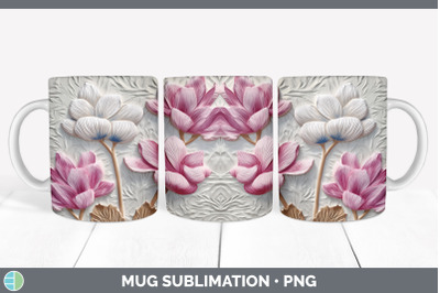 3D Cyclamen Flowers Mug Wrap | Sublimation Coffee Cup Design