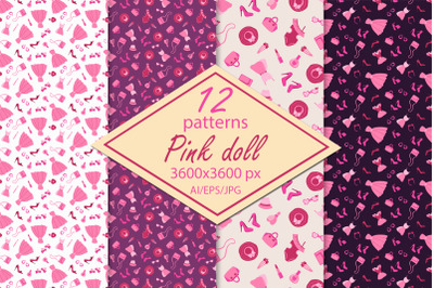 Pink doll- digital paper/seamless patterns