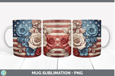 3D Patriotic Flag Mug Wrap | Sublimation Coffee Cup Design
