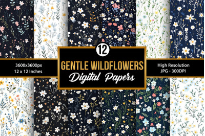 Gentle Wildflowers Seamless Pattern Digital Papers