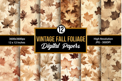 Vintage Fall Foliage&nbsp;Digital Paper Backgrounds