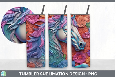3D Horse Tumbler | Sublimation 20 oz Skinny Tumbler Design