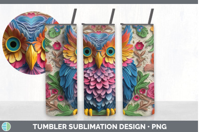 3D Owl Bird Tumbler | Sublimation 20 oz Skinny Tumbler Design
