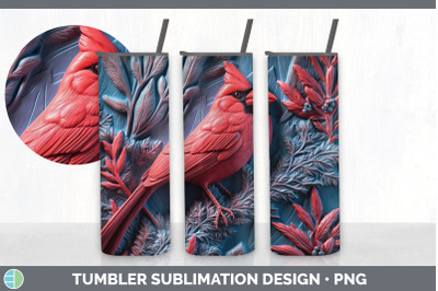 3D Cardinal Bird Tumbler | Sublimation 20 oz Skinny Tumbler Design