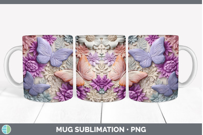 3D Butterflies Mug Wrap | Sublimation Coffee Cup Design