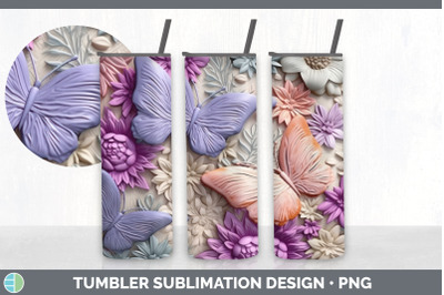 3D Butterflies Tumbler | Sublimation 20 oz Skinny Tumbler Design