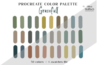 Boho Procreate Color Palette. Pale, Muted Color Swatches