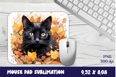 Mouse Pad Happy Cute Cartoon Black Kittens autumn