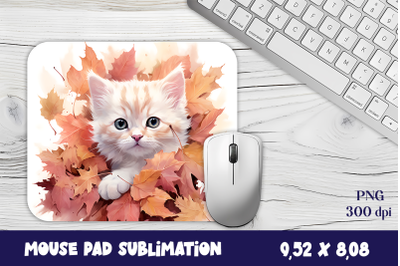 Funny Cute white Cat Mouse Pad Bundle