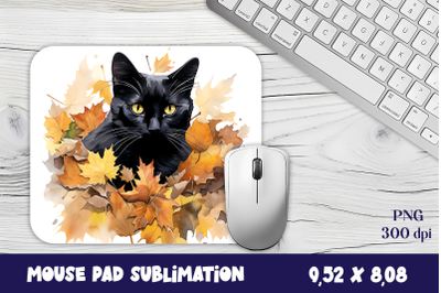 Mouse Pad Happy Cute Cartoon Black Kittens autumn