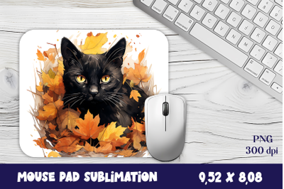 Mouse Pad Happy Cute Cartoon Black Kittens autumn